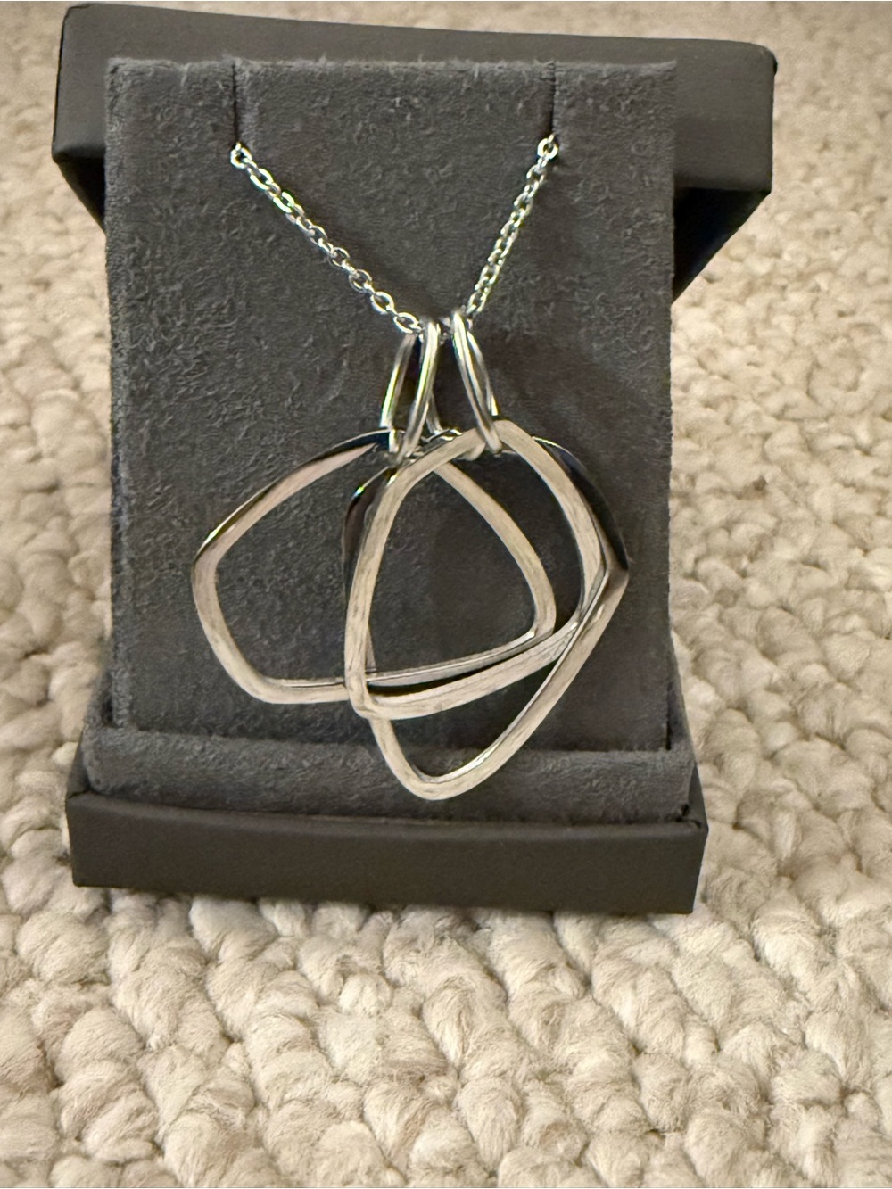Silver Tone  Geometric Pendant Necklace with Adjustable 24 inch chain Brand New